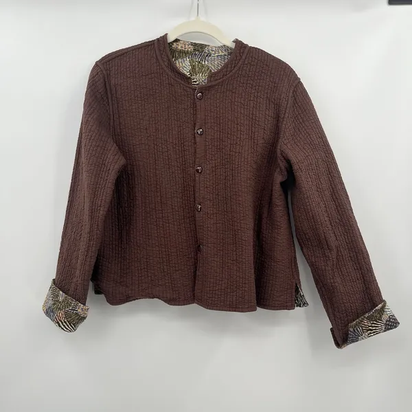 Women's Jacket Quilted Reverses Me Chocolate Coffee Brown Pattern Art Wear Boho - Image 5