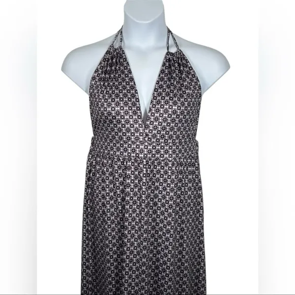 Purple Medallion Halter Maxi Dress Open Back Resort Vacation Boho XL - Image 4