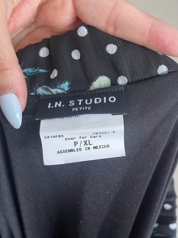 Floral Polka Dot Midi Skirt - Black with Pink & Mint Flowers Size XL - Image 8