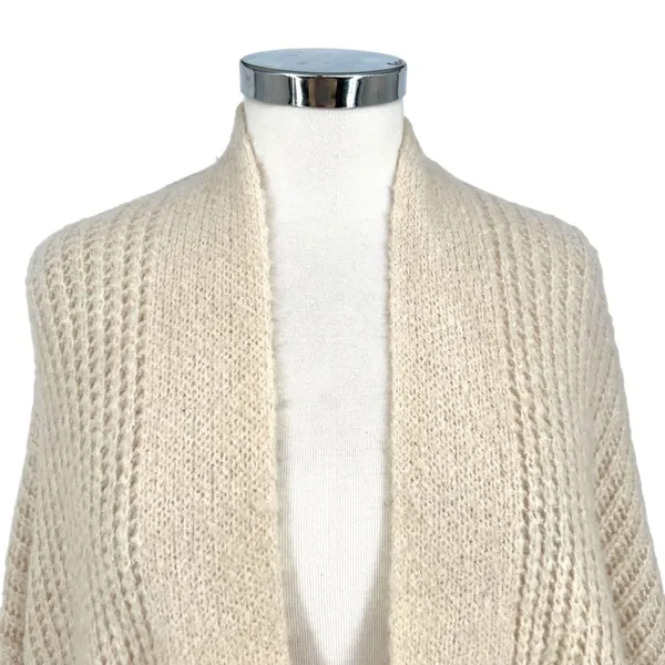 Dreamers Chunky Open Front Knit Cardigan Sweater Cream Size Medium - Image 2