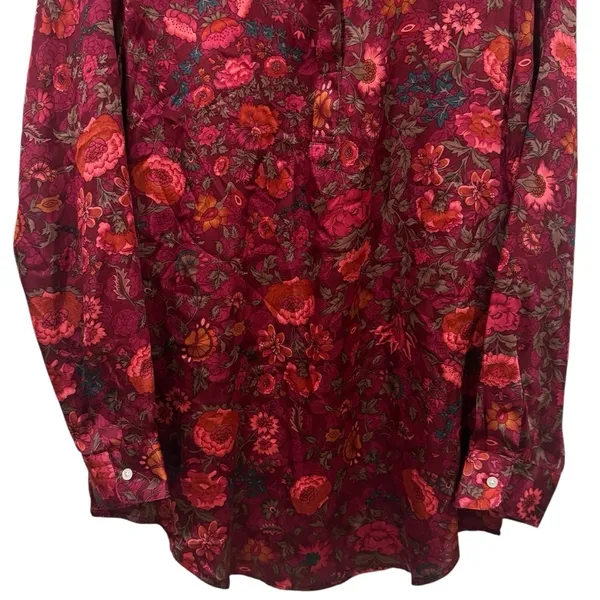 Lauren Ralph Lauren Multicolor Floral Satin Like Long Sleeve Blouse Size‎ M - Image 4