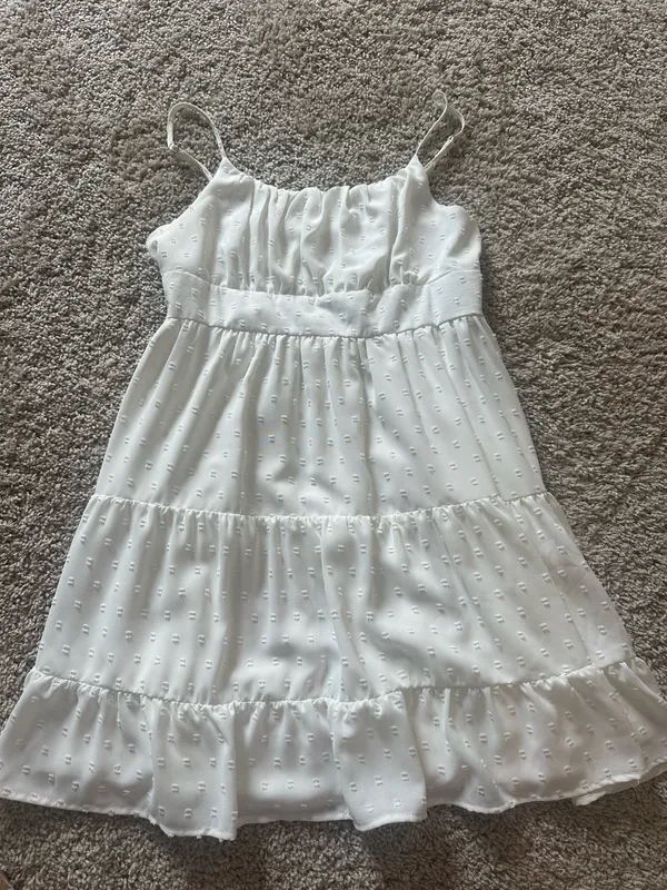 Amazon white polka dot mini dress for graduation, engagement, wedding, bridal - Image 2