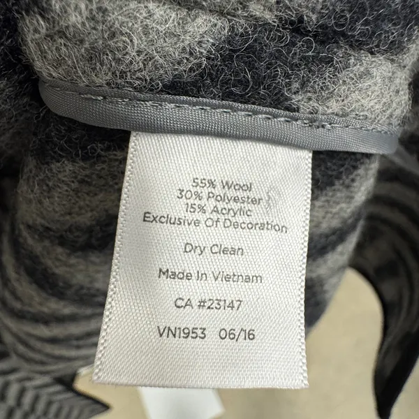 Talbots Women's Grey Black Chevron Wool Blend Longline Cardigan Coat Jacket XS‎ - Image 7