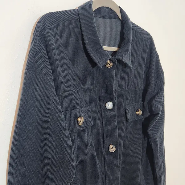 Women's Black Corduroy Shacket Size Medium Black Shacket - Image 3