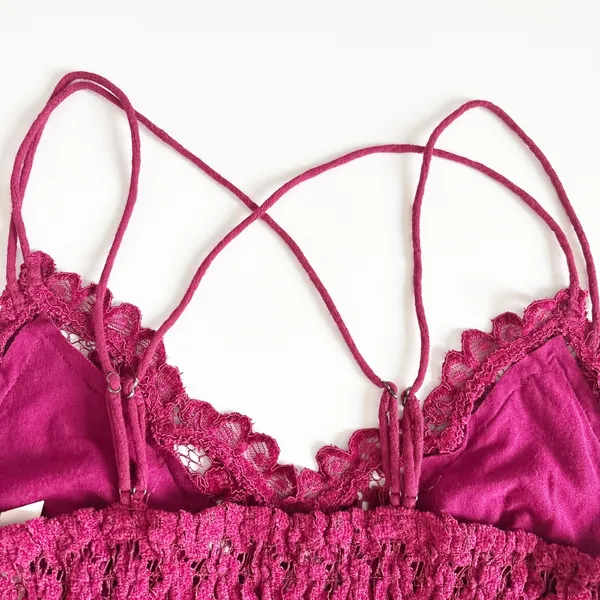 Free People FP One Womens Mulberry Celine Velvet Lace Longline Bralette Size‎ S - Image 6