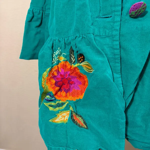 Whimsical vibrant green Judith March coat Measure Like Small Satin lined Boho - Image 3
