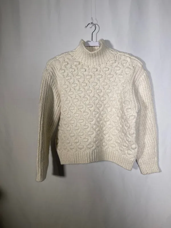 Zara Womens Ivory Textured Chunky Sweater Small 5802/107/712/S - Image 2