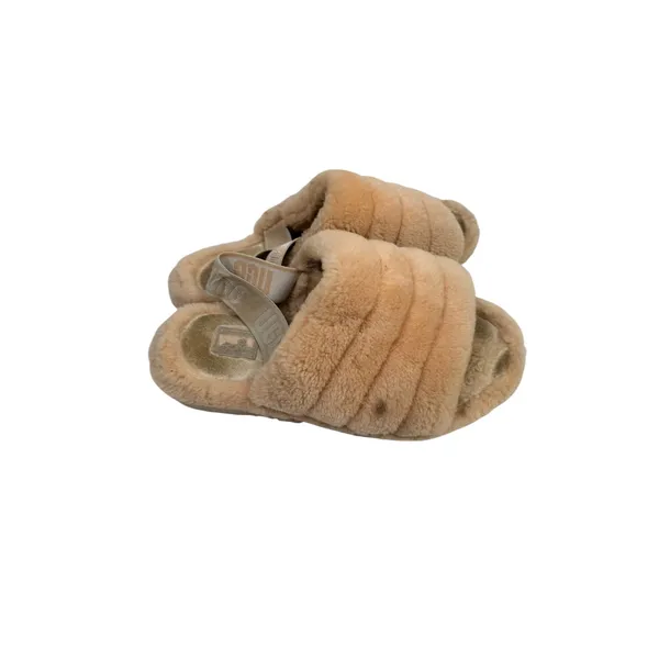UGG Fluff Yeah Slide Peach Tan Sheepskin Slingback Slipper 1095119 Womens 9 - Image 2