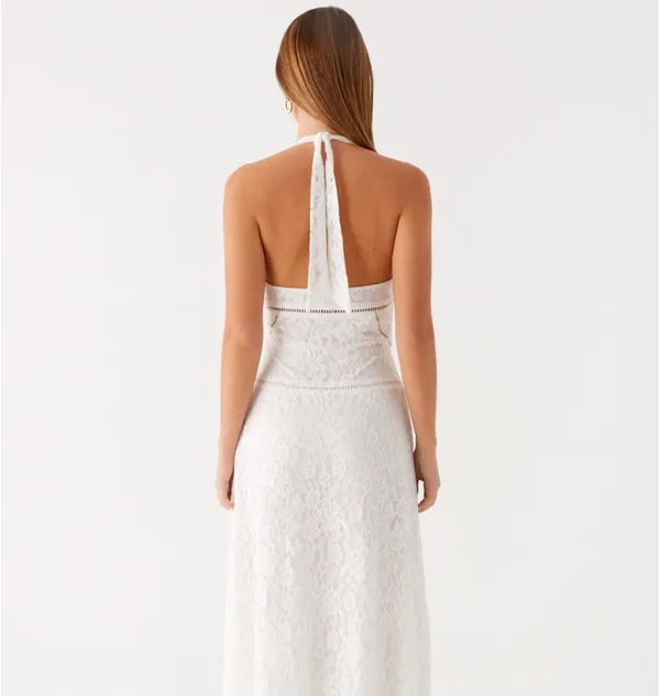 Peppermayo Lace Halterneck Maxi Dress with Buttons - Image 2