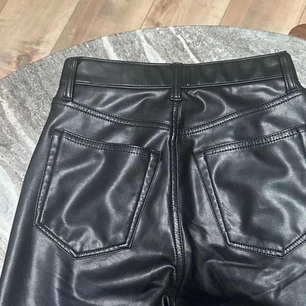 Abercrombie and Fitch The 90s Straight Ultra High Rise Vegan Leather Pants 00s - Image 10