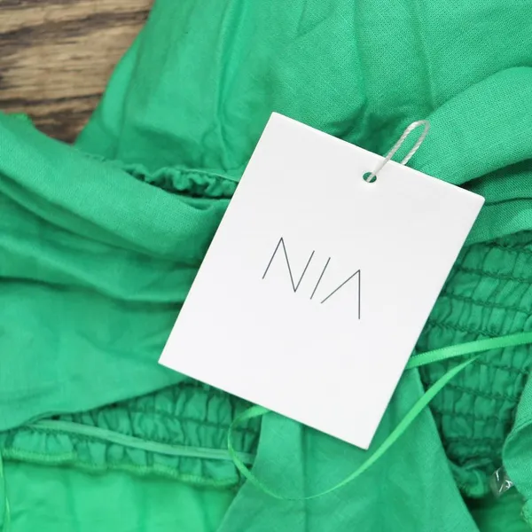 Nia Womens Spaghetti Strap Chamomile Dress Kelly Green M - Image 3