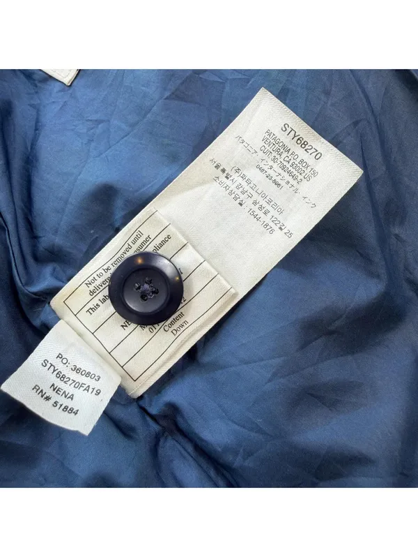 Patagonia Navy Down Hooded Parka Jacket Small Fleece Lined Worn Wear Winter Coat - Image 9