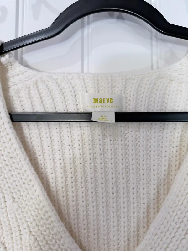 Maeve Anthropologie Cream Chunky Sweater - Image 3