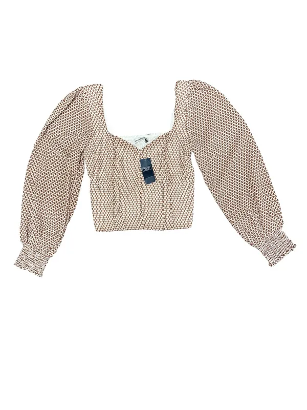 Abercrombie & Fitch A&F Long Puff Sleeve V-Neck Blouse Top Brown Medium NEW NWT - Image 3