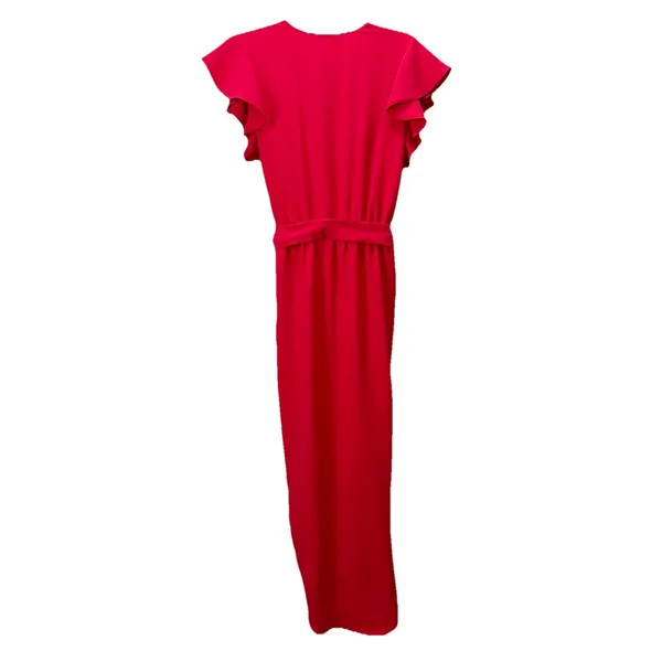 Amanda‎ Uprichard Red Martinique Midi Dress Ruffle Sleeve Tulip Hem Belt MEDIUM - Image 11