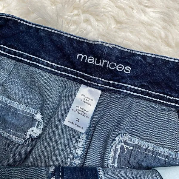 Maurices Blue Denim White Stitching Cuffed Shorts Y2k Summer Spring Grunge Alt - Image 2