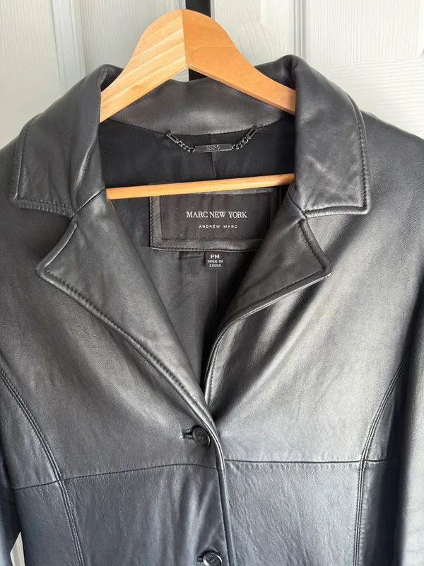 Marc New York By Andrew Marc Leather Trench Coat 100% Leather Women's Size:M PM - Image 3