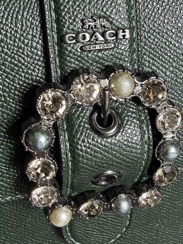 Coach Gemma Crossbody Bag with Jeweled Buckle Amazon Green Purse - Image 2