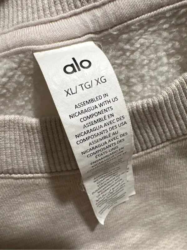 ALO Yoga Female Accolade Crew Neck Pullover Cozy Sweatshirt Oatmeal Heather XL - Image 15