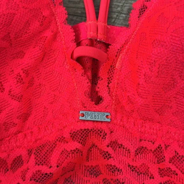 PINK Victoria’s Secret Neon Pink Lace Bra SZ M - Image 3