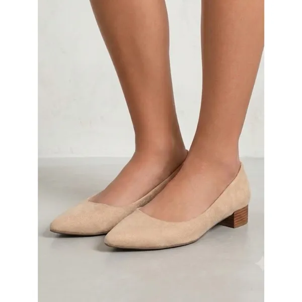 Lulus Women's Alessia Light Nude Suede Low Pointed-Toe Heels 7.5 - Image 10