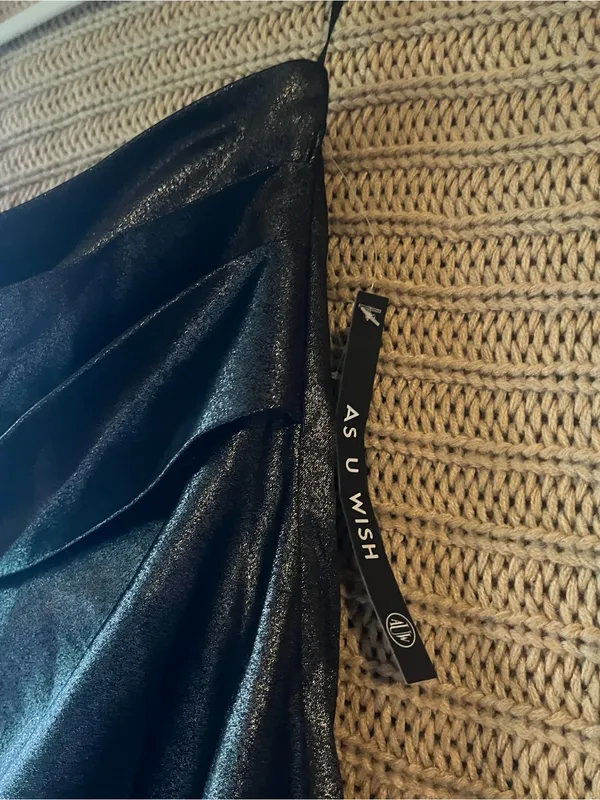 As U Wish Black One-Shoulder Shimmer Cocktail Dress - Image 2