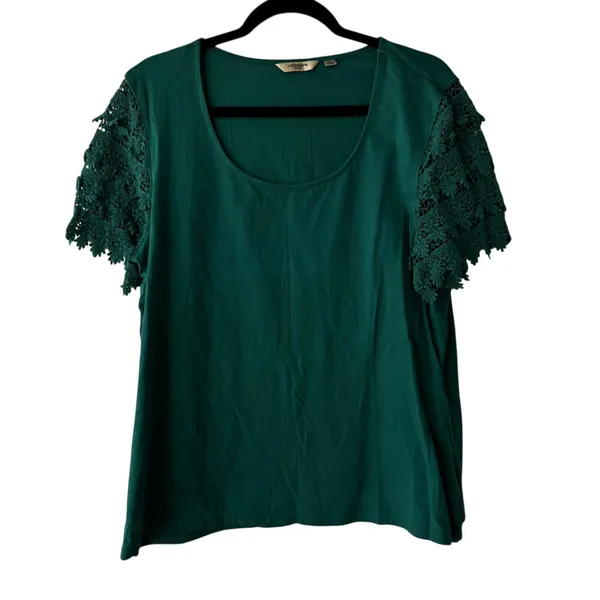 Liz Claiborne Green Lace Sleeve Tunic Top‎ Plus Size 1X - Image 2