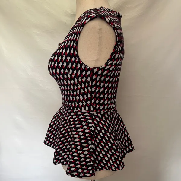 Eri Ali Effie Peplum Womens Top Sz XS Office Coquette Mod Knit Anthropologie - Image 5