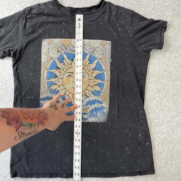 Vintage Y2K Mystic Sun‎ Shirt Gypsy Waves Retro Clouds Black Grey Medium Read! - Image 4