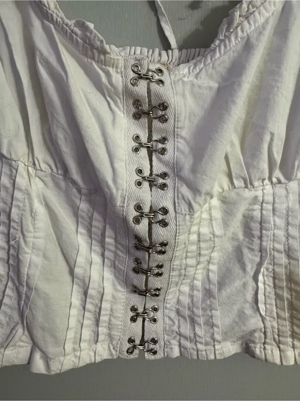 Free People White Hook-and-Eye Amelia Corset Top Size XS - Image 7