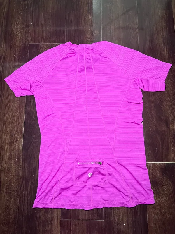Athleta Purple Zip Up Running Shirt Short Sleeve Size M - Image 3