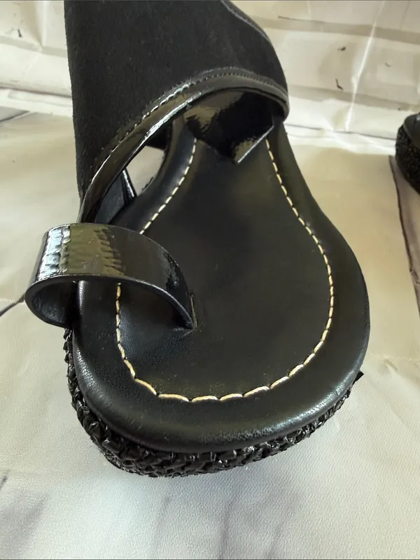 Donald J. Pliner Gyer Leather Black Wedge Sandals - Image 7