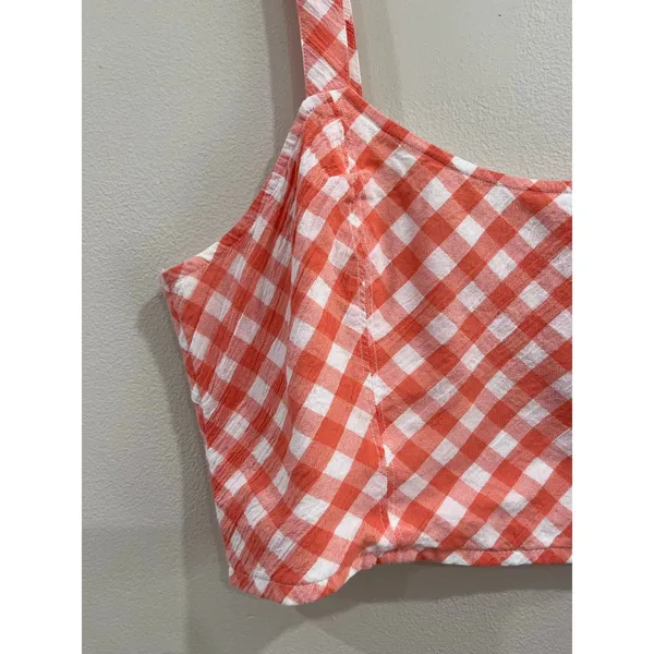 Aerie Peach Gingham Cottagecore Picnic Crop Tank Top Size XL‎ - Image 3
