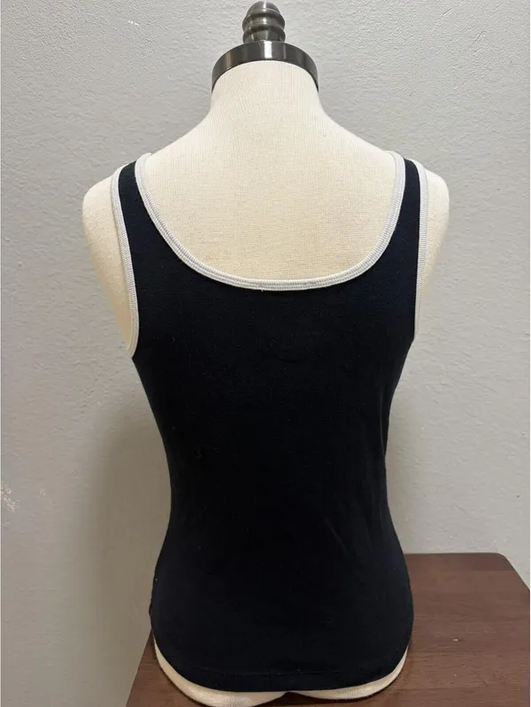 Y2K Bebe Black Tank Rhinestone Logo Sz L - Image 3