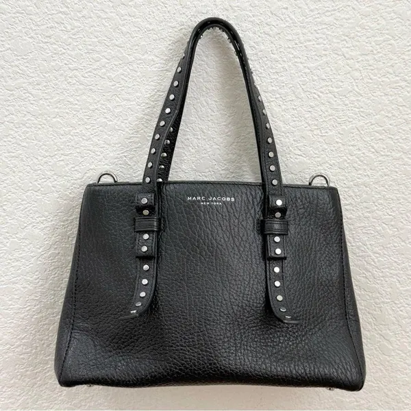 MARC JACOBS Mini T Tote Stud Black Pebbled Leather Crossbody Bag NO STRAP - Image 5