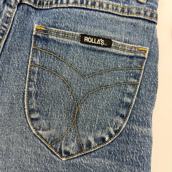 Rolla’s Original Short High Rise Cut Off Medium Juliet Wash Blue Denim Shorts - Image 13