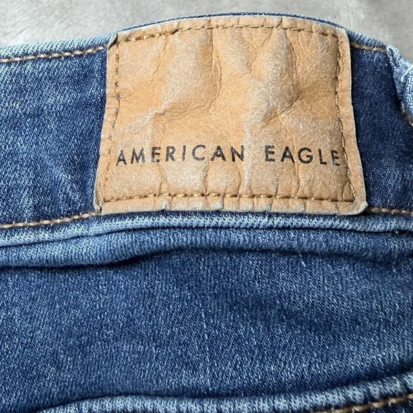 American Eagle Womens Size 12 High-Rise Skinny Kick Jeans Raw Hem Stretch Denim - Image 15