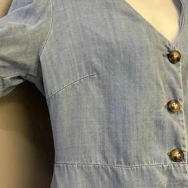 Blue Pair by Francesca’s Lyocell Short Sleeve Button Down Mini Dress- Medium - Image 7