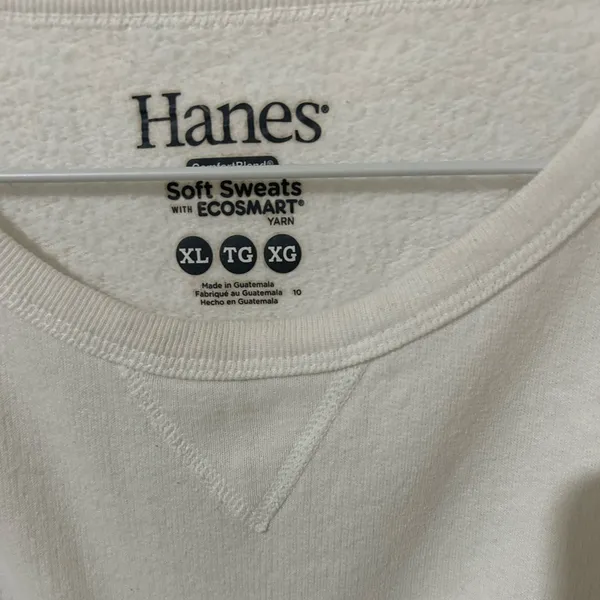 Preloved Hanes soft sweats plain white sweatshirt crew womens XL - Image 2