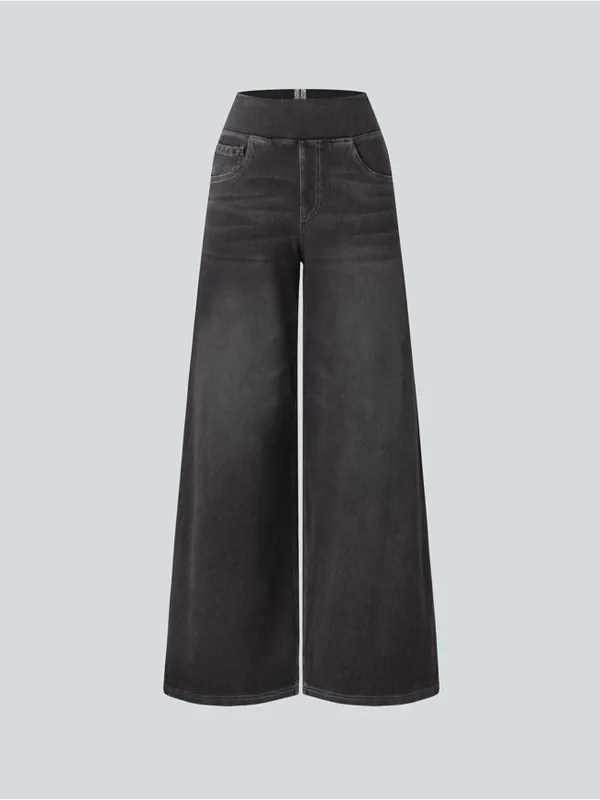 HALARA Flex High Waisted Pockets Baggy Wide Leg Washed Casual Jeans Size L NWT - Image 2