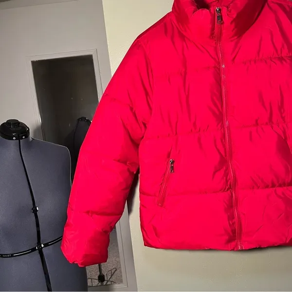 Zenana Womens Size Large Red Puffer Jacket Full Zip Pockets Long Sleeve QJ-1350Y - Image 6