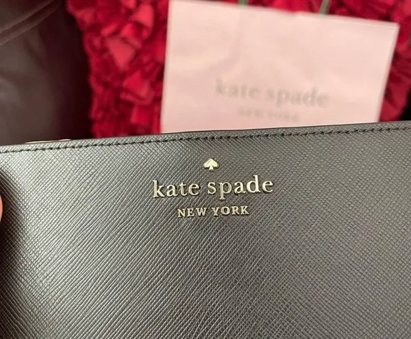 Kate Spade New Staci Large Slim Bifold Wallet Saffiano Leather Black NWT - Image 5