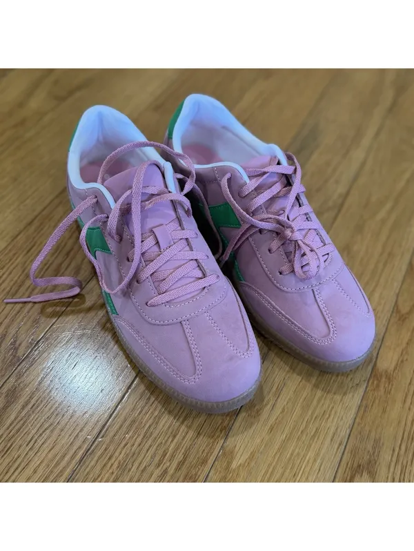 Size US 9 Women’s No Boundaries Women's Lace Up Sport Sneakers Pink Green - Image 7