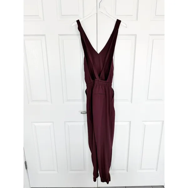 Albion Classic Overall Jumpsuit Burgundy Wine Adjustable Strap Jogger Tall - Image 6