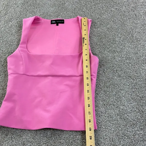 ZARA Going Out Pink Square Neck Sleeveless Tank Top Side Zip Party Bodycon Small - Image 3