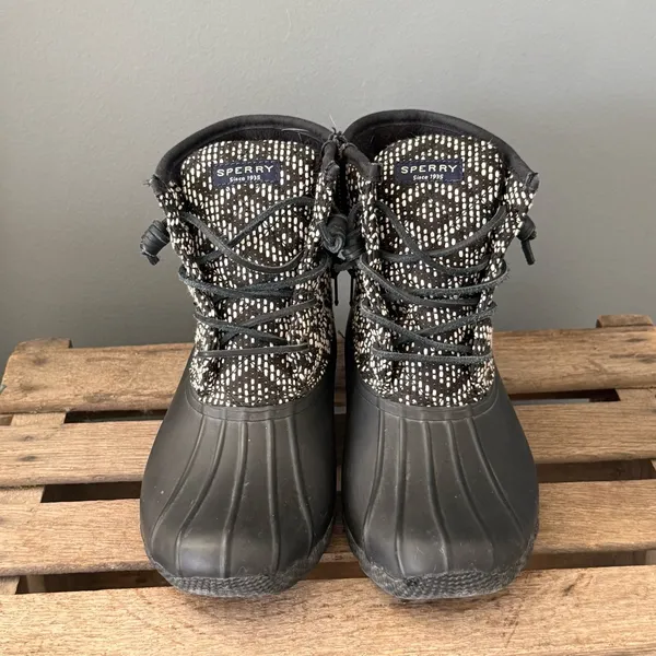 Sperry Saltwater Duck Boots Tribal Aztec Print Size 8.5 A36‎ - Image 3