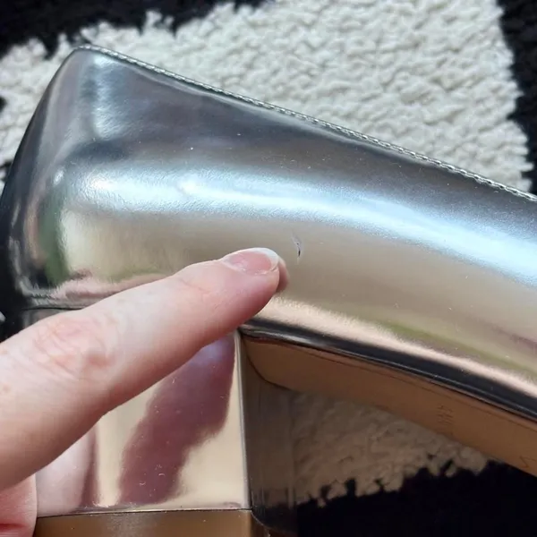 Ann Taylor Silver Mary Jane Block Heels Pointed Toe 6 - Image 7