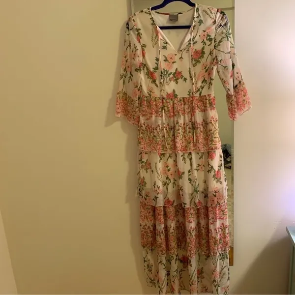 Vero‎ Moda Floral Ruffle Tiered Maxi Dress C27 - Image 5