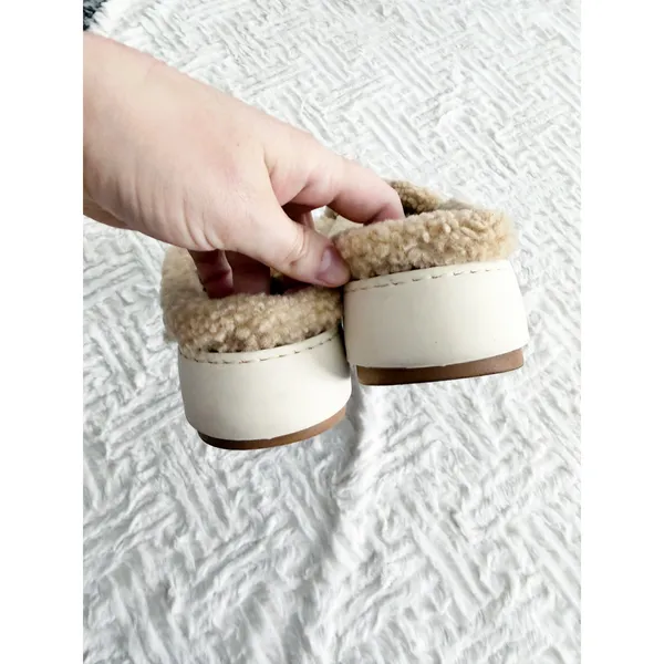 Aquatalia Amata Shearling Platform Loafer Mules in Camel Cozycore Minimalist - Image 8