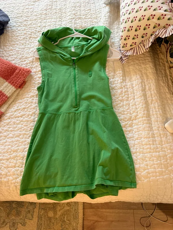 Free People Movement Court Sport Green Sleeveless Hot Shot Hooded Skortsie - Image 4